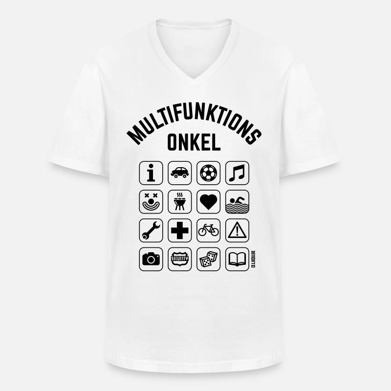 Multifunktions Onkel (16 Icons) - Männer-T-Shirt mit V-Ausschnitt - Weiß