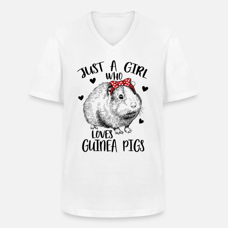 Nur ein Mädchen, das Meerschweinchen liebt - Männer-T-Shirt mit V-Ausschnitt - Weiß