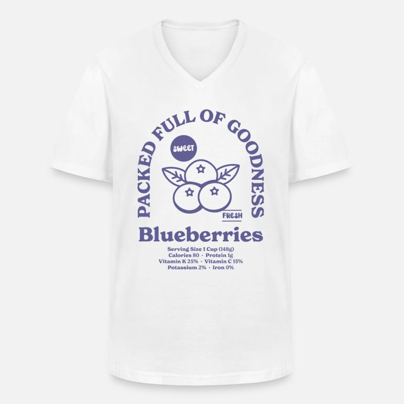 Heidelbeeren Ernährung - Männer-T-Shirt mit V-Ausschnitt - Weiß