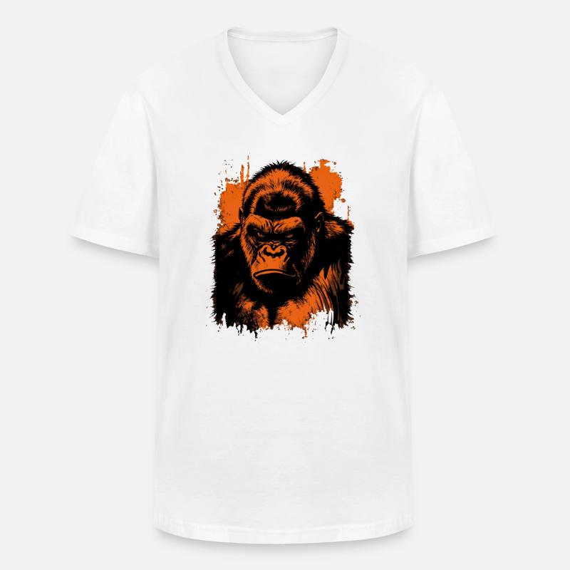 Gorilla - Männer-T-Shirt mit V-Ausschnitt - Weiß