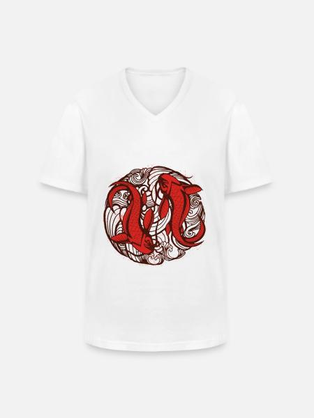 Japanese red fish - Men's V-Neck T-Shirt - white