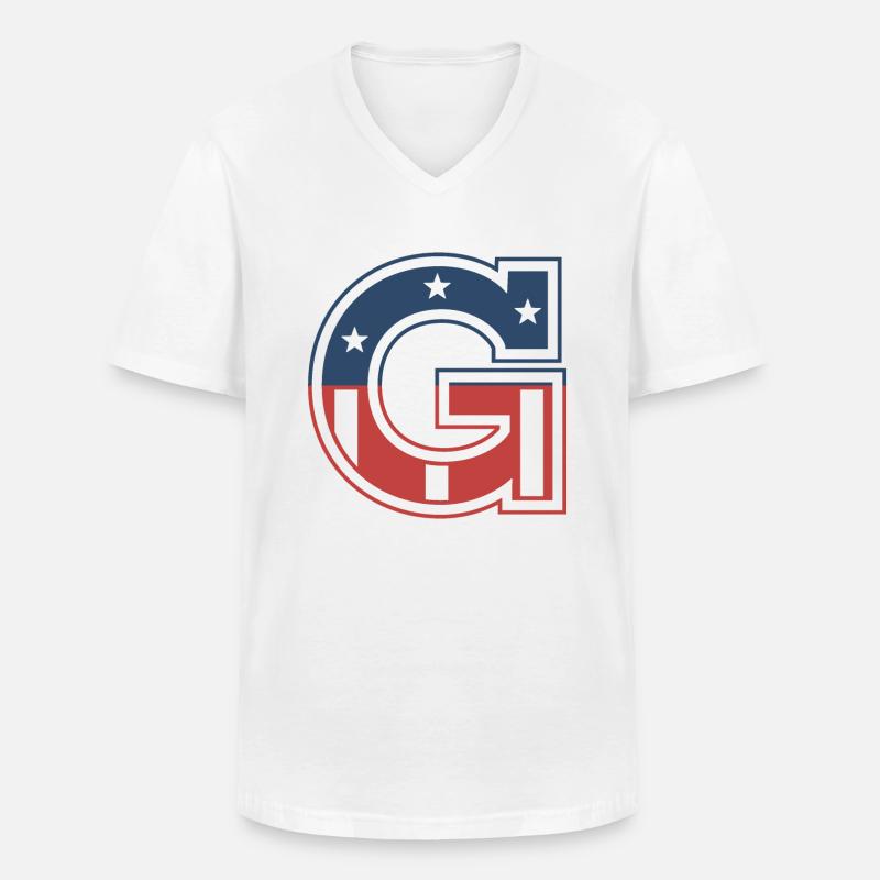Buchstabe G USA - Männer-T-Shirt mit V-Ausschnitt - Weiß