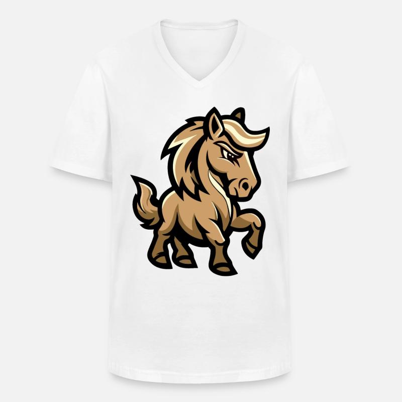 Pferd Comic - Männer-T-Shirt mit V-Ausschnitt - Weiß