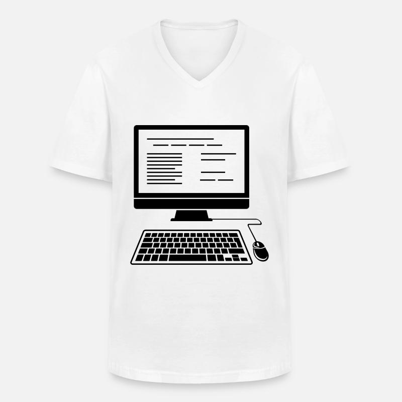 PC Desktop Computer - Männer-T-Shirt mit V-Ausschnitt - Weiß
