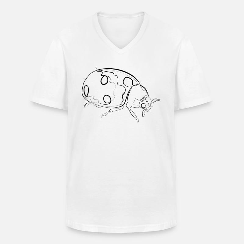 Marienkäfer - one line drawing - Männer-T-Shirt mit V-Ausschnitt - Weiß