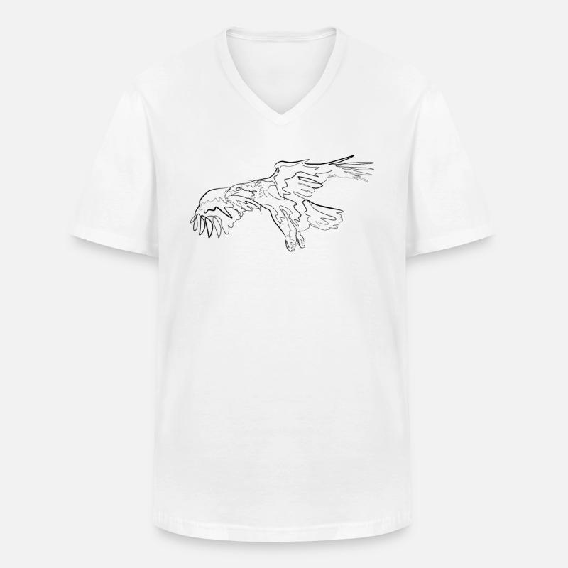 Adler Vogel - one line drawing - Männer-T-Shirt mit V-Ausschnitt - Weiß
