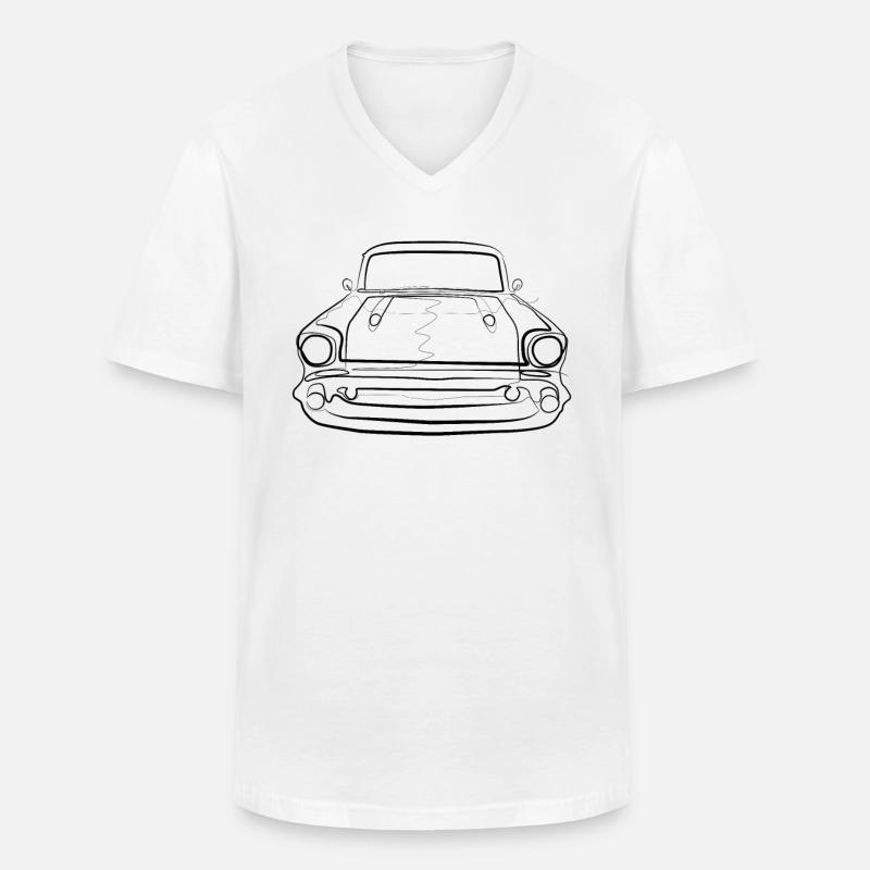 Oldtimer - one line drawing - Männer-T-Shirt mit V-Ausschnitt - Weiß