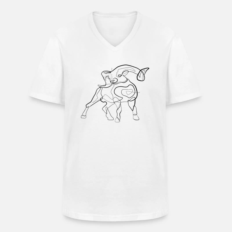 Widder - one line drawing - Männer-T-Shirt mit V-Ausschnitt - Weiß