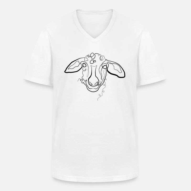 Hirte Schaf - one line drawing - Männer-T-Shirt mit V-Ausschnitt - Weiß