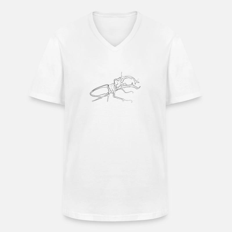 Hirschkäffer - one line drawing - Männer-T-Shirt mit V-Ausschnitt - Weiß