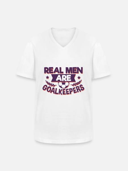 Torwart Fußball - Männer-T-Shirt mit V-Ausschnitt - Weiß