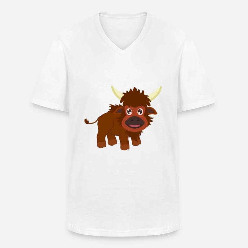 Bison Büffel - Männer-T-Shirt mit V-Ausschnitt - Weiß