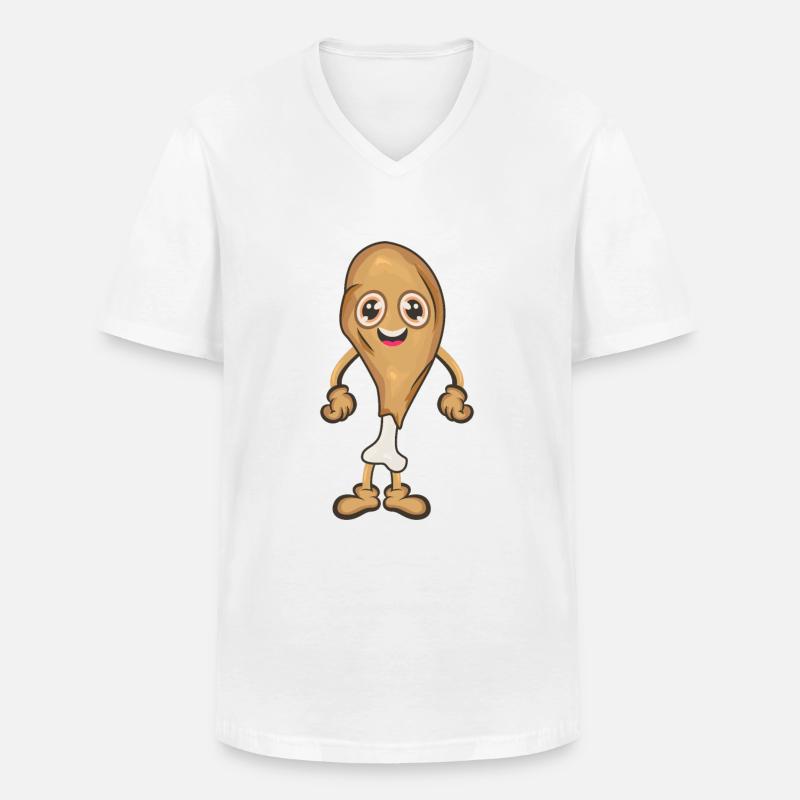 Hähnchen Keule Chicken Wing - Männer-T-Shirt mit V-Ausschnitt - Weiß