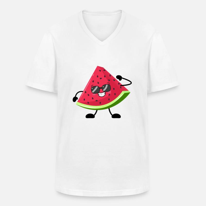 Wassermelone - Männer-T-Shirt mit V-Ausschnitt - Weiß