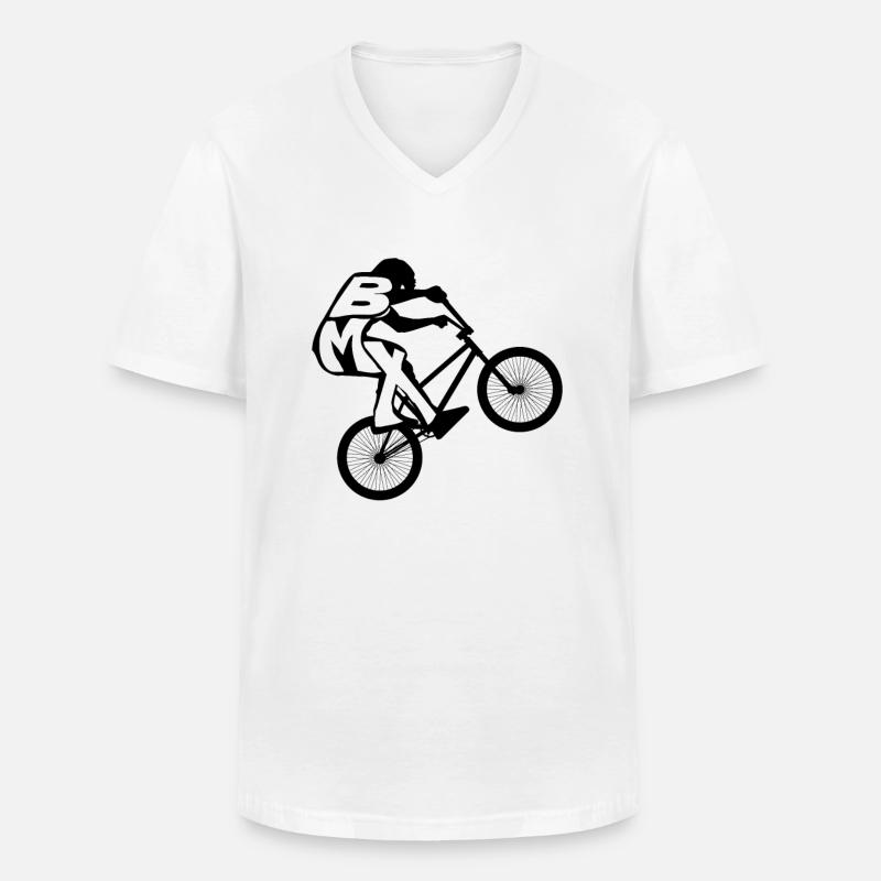 BMX - Maglietta da uomo classica con scollo a V - bianco