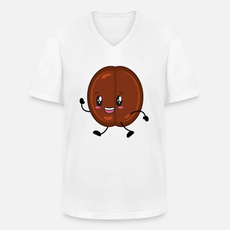 Kaffee Kaffeebohne - Männer-T-Shirt mit V-Ausschnitt - Weiß