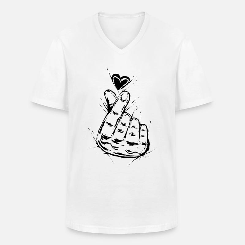 K-Pop - Männer-T-Shirt mit V-Ausschnitt - Weiß