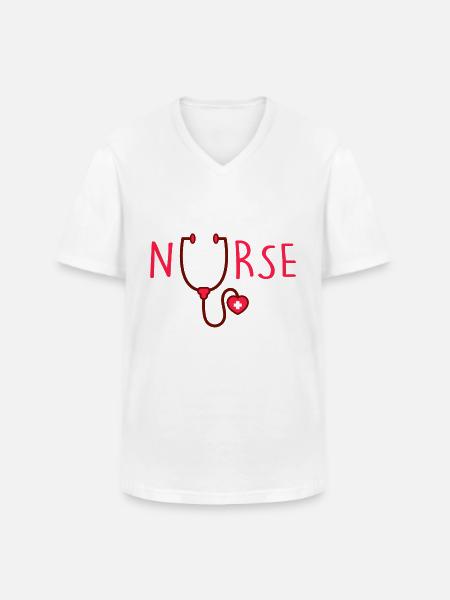 Nurse - Stethoscope - Nurse - Men's V-Neck T-Shirt - white