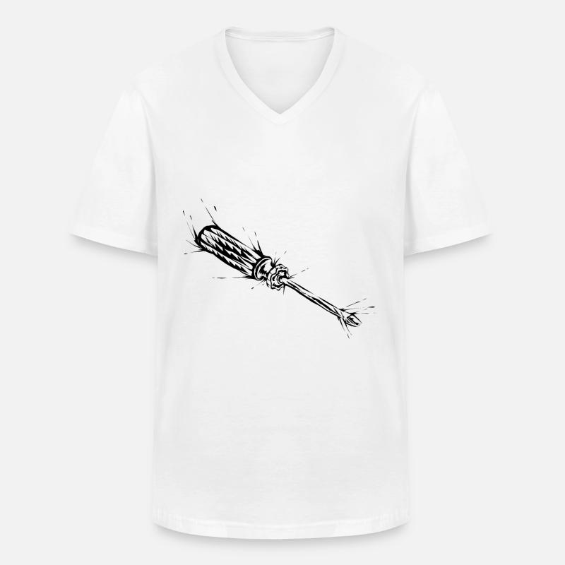 Handwerker Schraubenzieher - Männer-T-Shirt mit V-Ausschnitt - Weiß