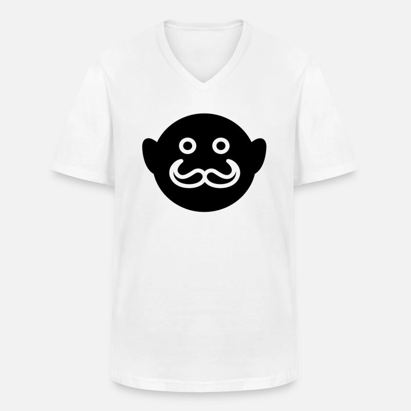 Gesicht Schnurrbart - Männer-T-Shirt mit V-Ausschnitt - Weiß