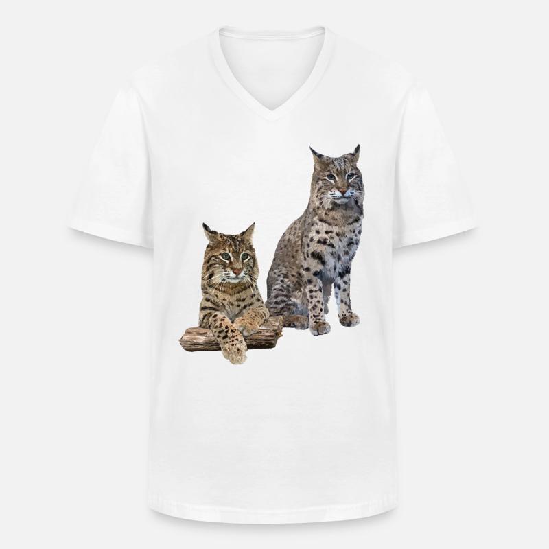 Luchs - Männer-T-Shirt mit V-Ausschnitt - Weiß