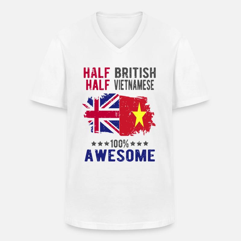 Halb Brite Halb Vietnamese - Männer-T-Shirt mit V-Ausschnitt - Weiß