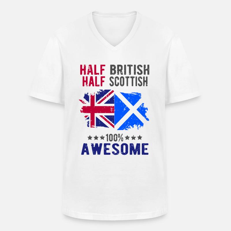 Half British Half Scotsman - Men's V-Neck T-Shirt - white