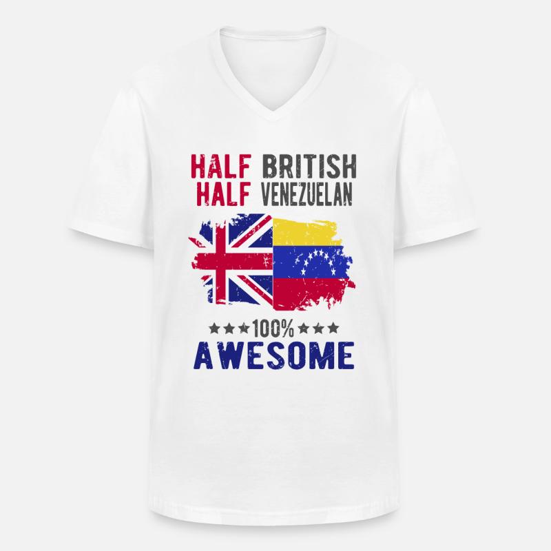 Halb Brite Halb Venezolaner - Männer-T-Shirt mit V-Ausschnitt - Weiß