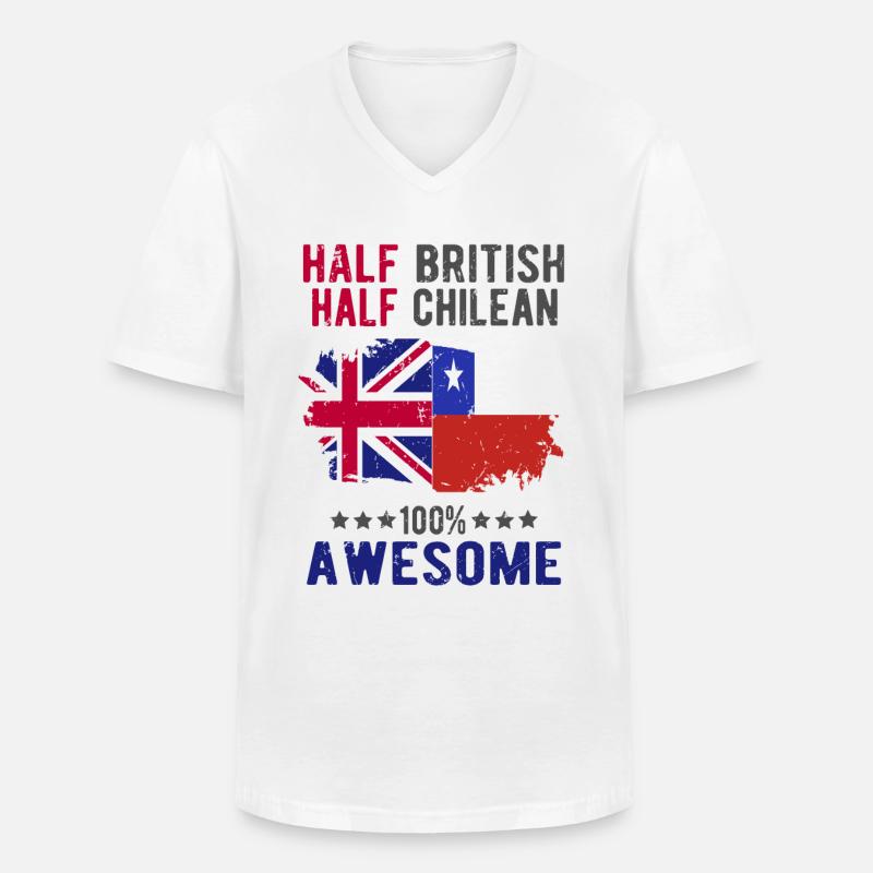 Halb Brite Halb Chilene - Männer-T-Shirt mit V-Ausschnitt - Weiß