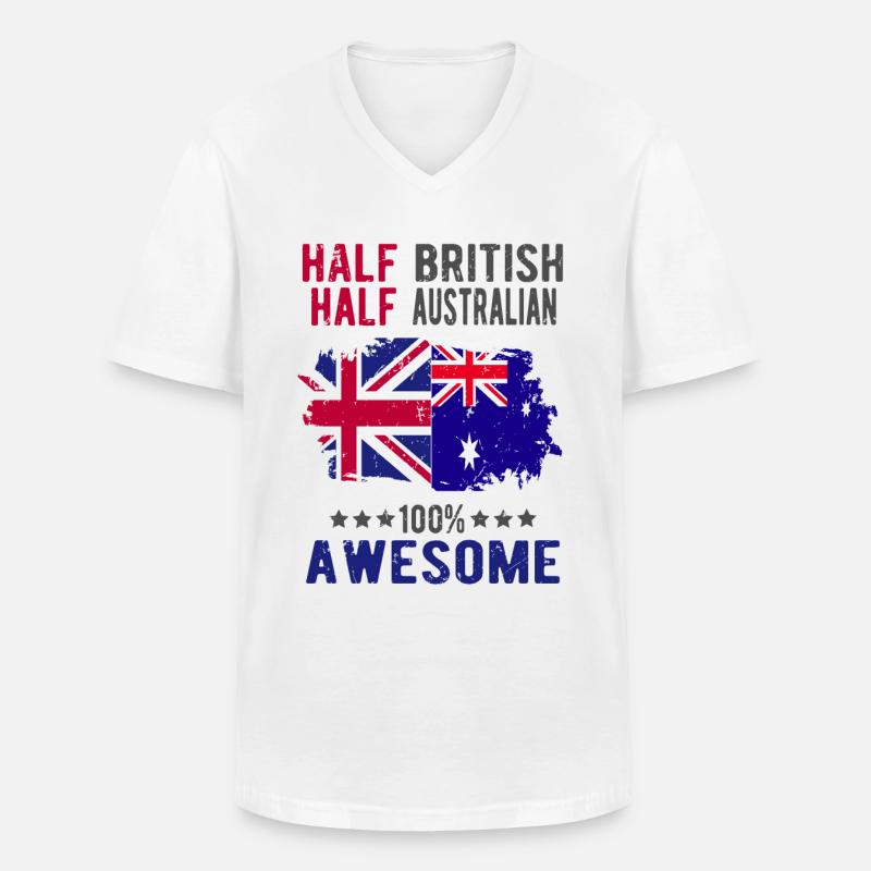Halb Brite Halb Australier - Männer-T-Shirt mit V-Ausschnitt - Weiß