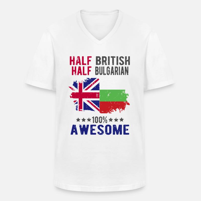Halb Brite Halb Bulgare - Männer-T-Shirt mit V-Ausschnitt - Weiß