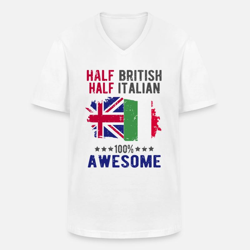 Halb Brite Halb Italiener - Männer-T-Shirt mit V-Ausschnitt - Weiß