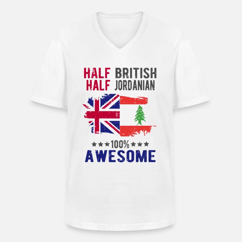 Halb Brite Halb Jordanier - Männer-T-Shirt mit V-Ausschnitt - Weiß