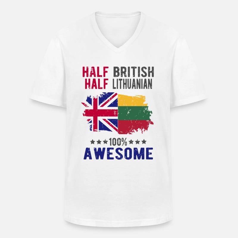 Halb Brite Halb Litauer - Männer-T-Shirt mit V-Ausschnitt - Weiß