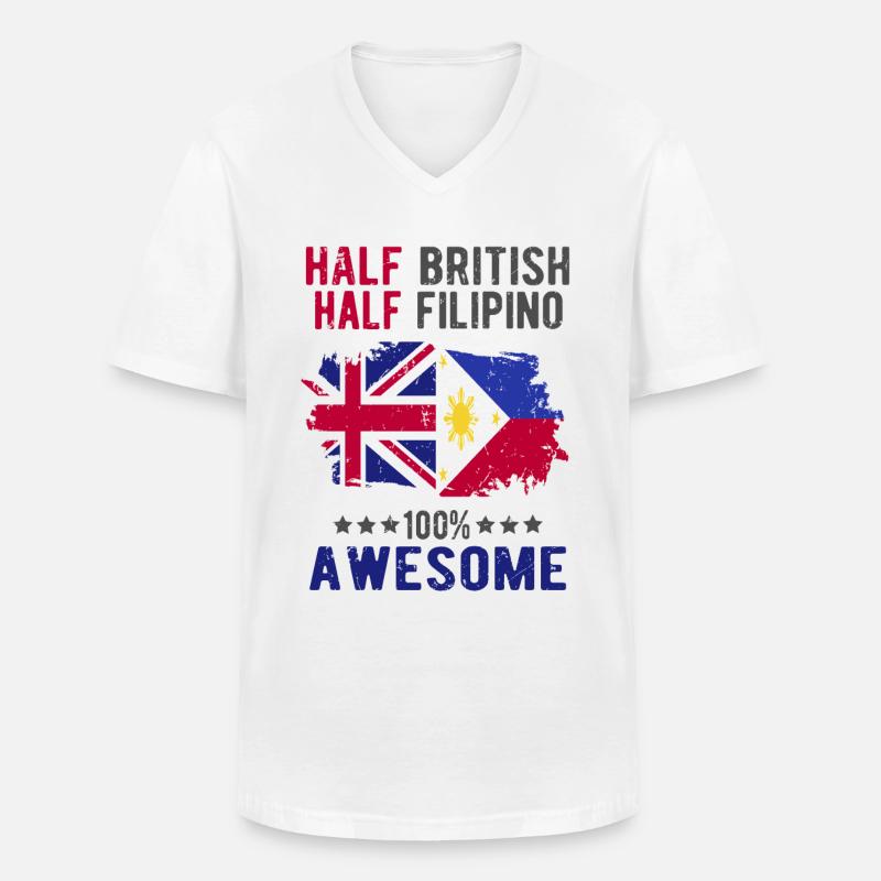 Halb Brite Halb Philippiner - Männer-T-Shirt mit V-Ausschnitt - Weiß