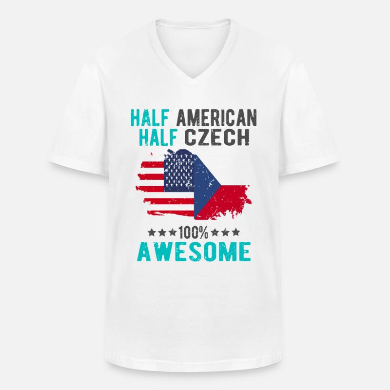 Halb Amerikaner Halb Tscheche - Männer-T-Shirt mit V-Ausschnitt - Weiß