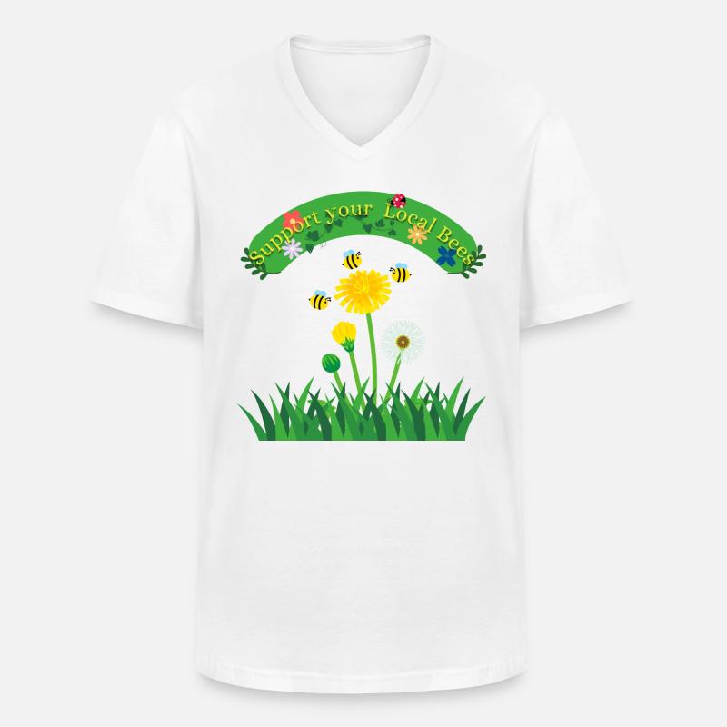 Support your Local Bees - Männer-T-Shirt mit V-Ausschnitt - Weiß