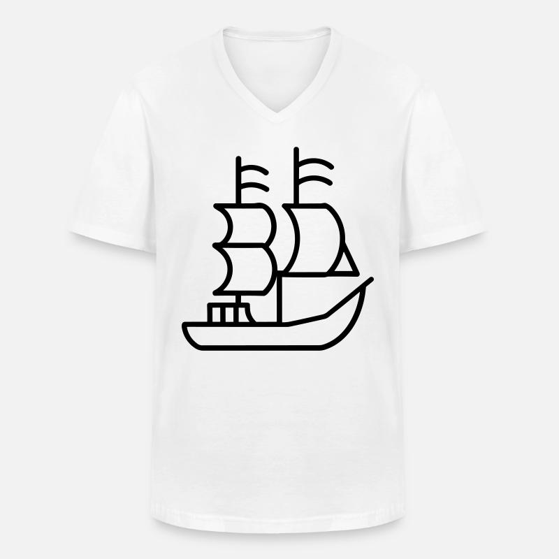 Piratenschiff - Männer-T-Shirt mit V-Ausschnitt - Weiß