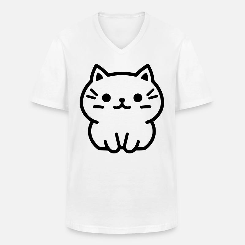 Kätzchen - Männer-T-Shirt mit V-Ausschnitt - Weiß