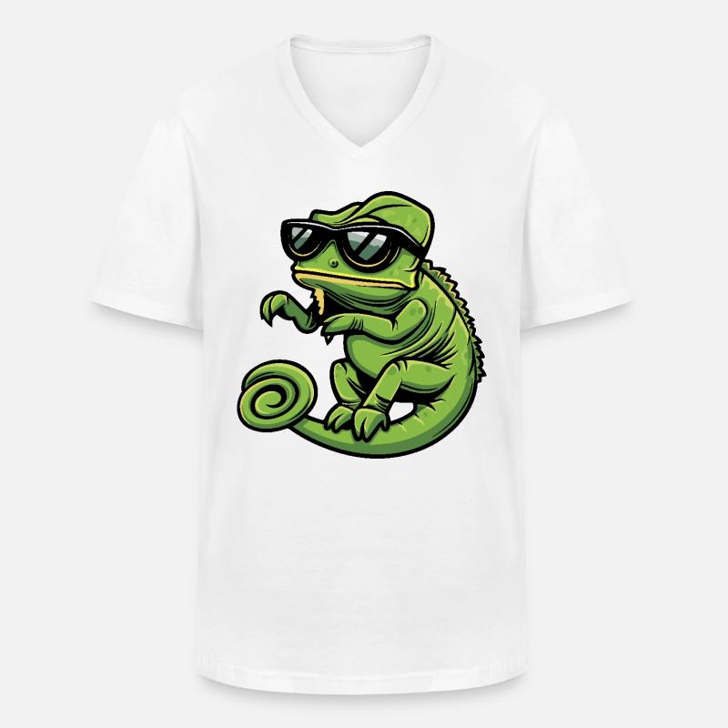 Chameleon Cool Comic - Men's V-Neck T-Shirt - white