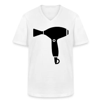Seche cheveux - T-shirt col V Homme - blanc - Devant - AI Model Male 185 light (185cm)