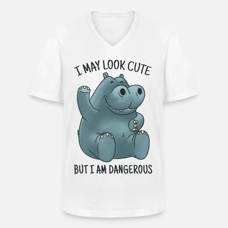 Friedlicher Nilpferd kann gefährlich werden  - Männer-T-Shirt mit V-Ausschnitt - Weiß