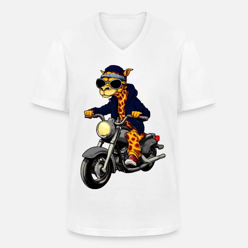 Motorrad Giraffen - Männer-T-Shirt mit V-Ausschnitt - Weiß