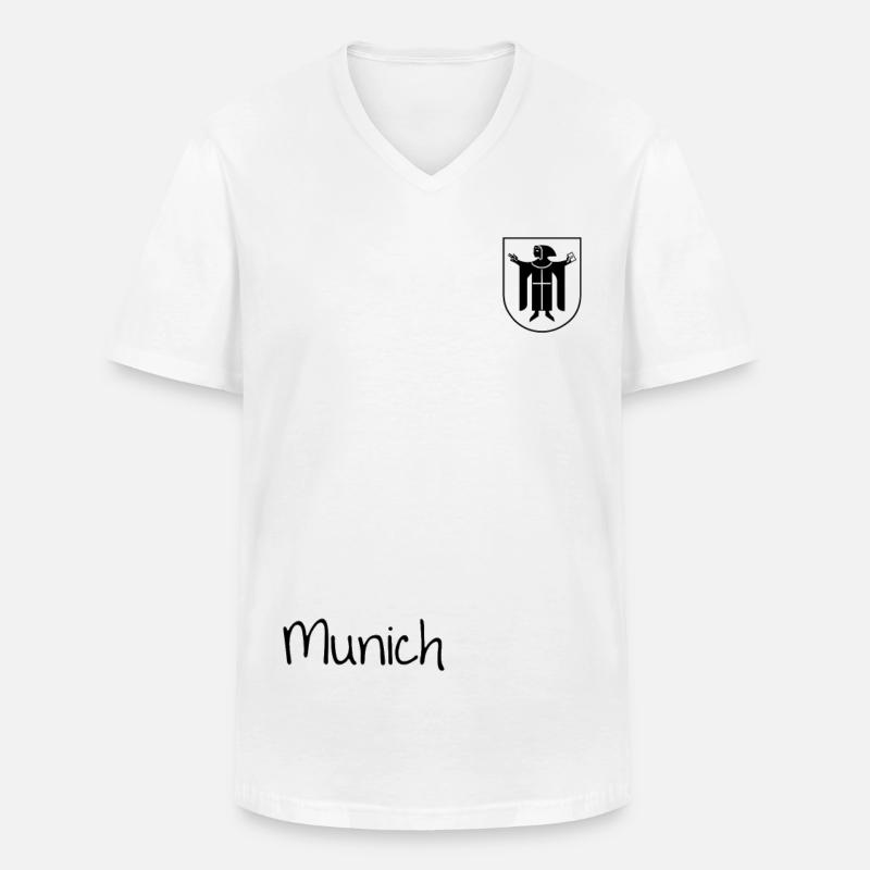Monaco di Baviera - Monaco e stemma con Münchner Kindl - Maglietta da uomo classica con scollo a V - bianco