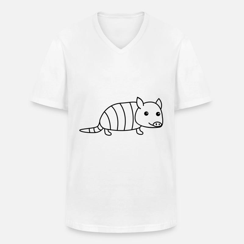 Gürteltier Comic Tier - Männer-T-Shirt mit V-Ausschnitt - Weiß