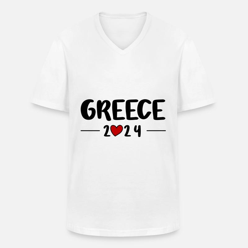 Greece 2024 Herz Reise - Männer-T-Shirt mit V-Ausschnitt - Weiß