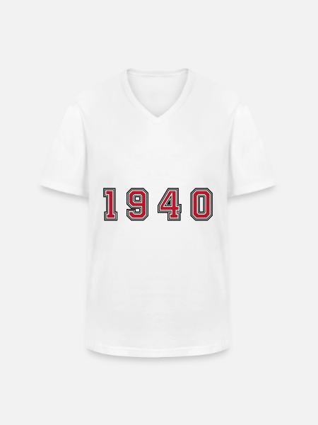 1940 year number - Men's V-Neck T-Shirt - white