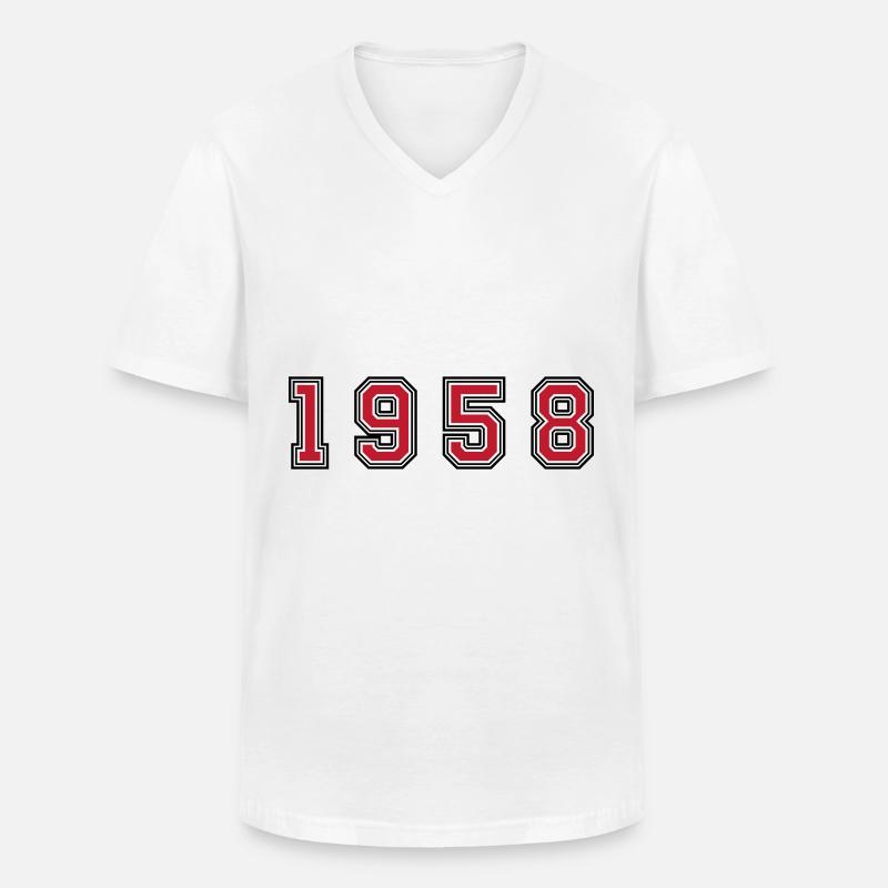 Numéro de l’année 1958 - T-shirt col V Homme - blanc