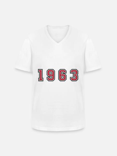 1963 year number - Men's V-Neck T-Shirt - white