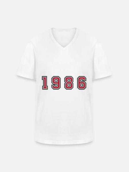Numéro de l’année 1986 - T-shirt col V Homme - blanc
